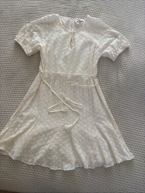 Madewell Cream Eyelet Dress with Tie Waist